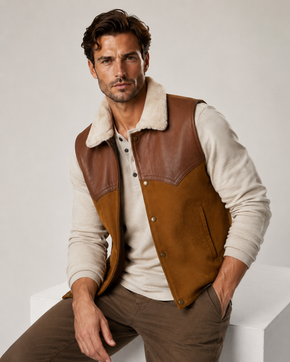 Richie Shearling Gilet - Warm Cognac