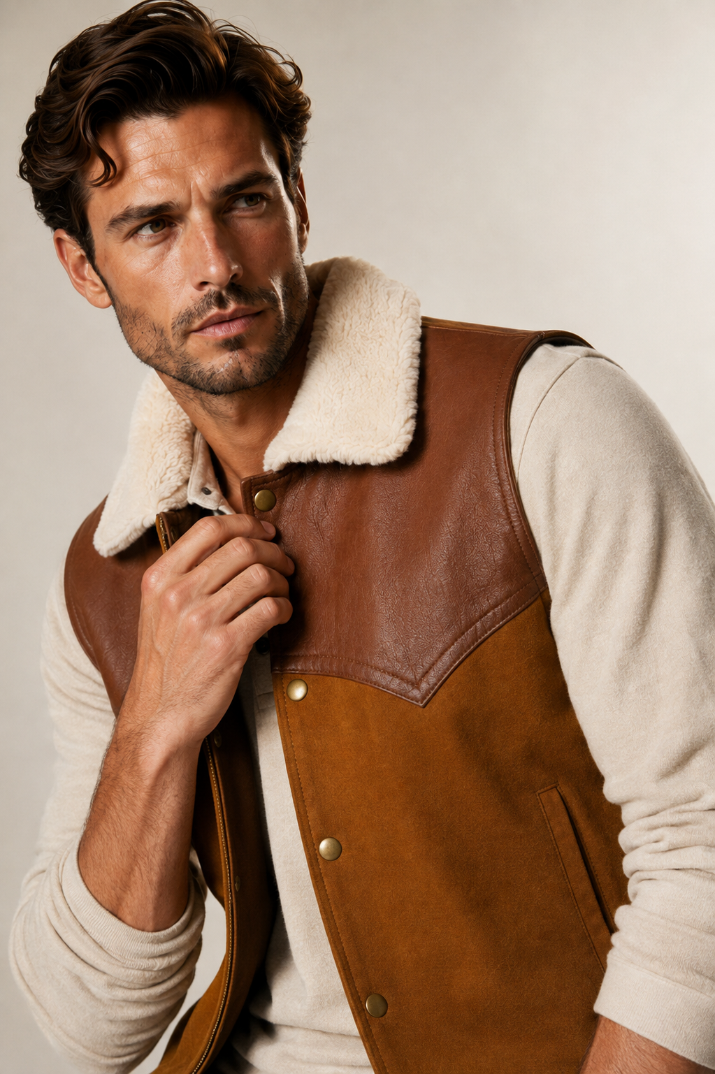 Richie Shearling Gilet - Warm Cognac