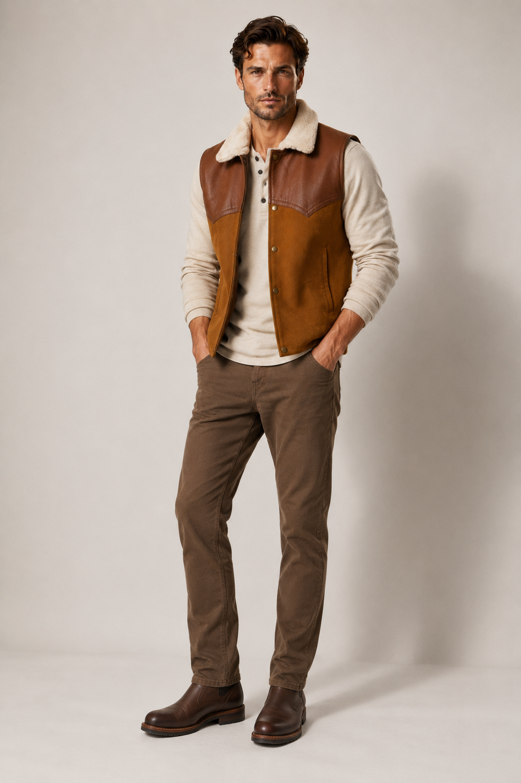 Richie Shearling Gilet - Warm Cognac