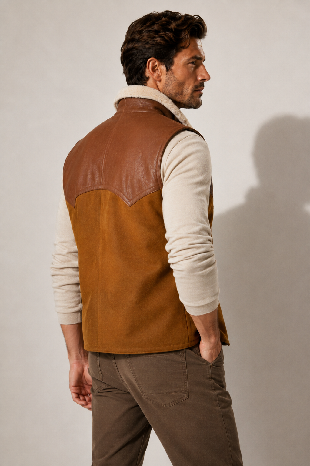 Richie Shearling Gilet - Warm Cognac