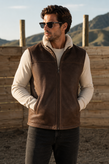 Ripley Shearling Gilet - Brown