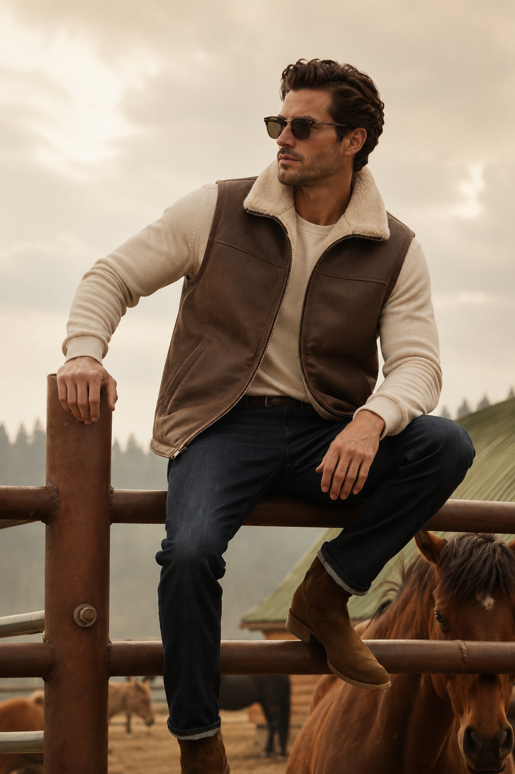 Ripley Shearling Gilet - Brown