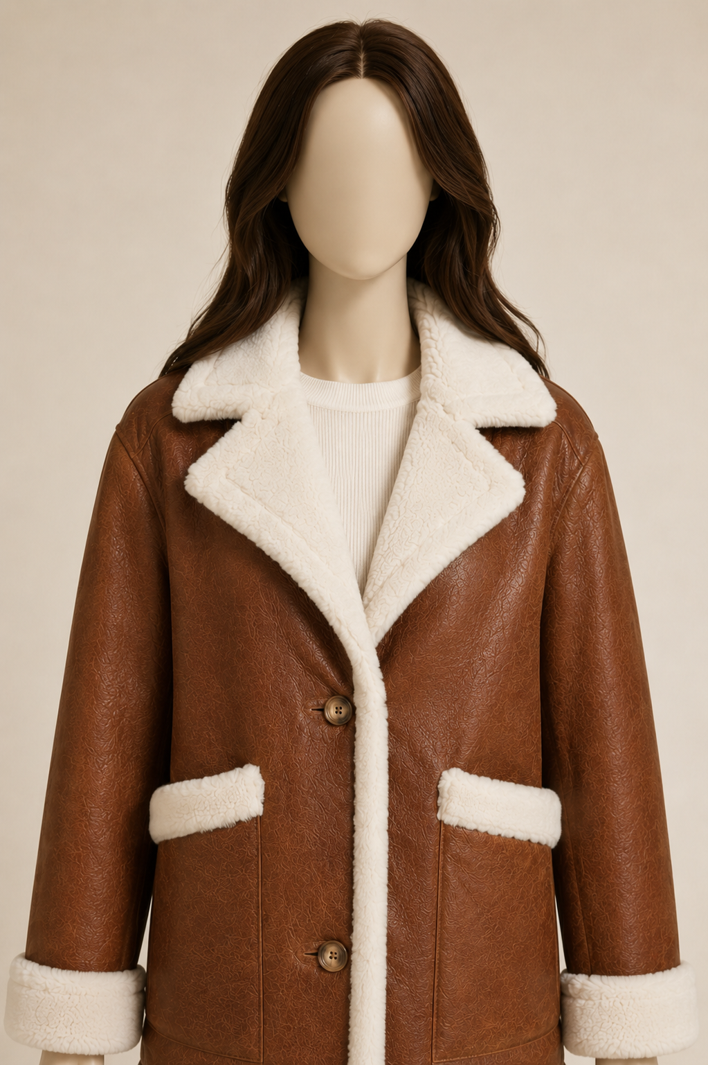 Roberta Shearling Coat - Chestnut Brown - Roberta2