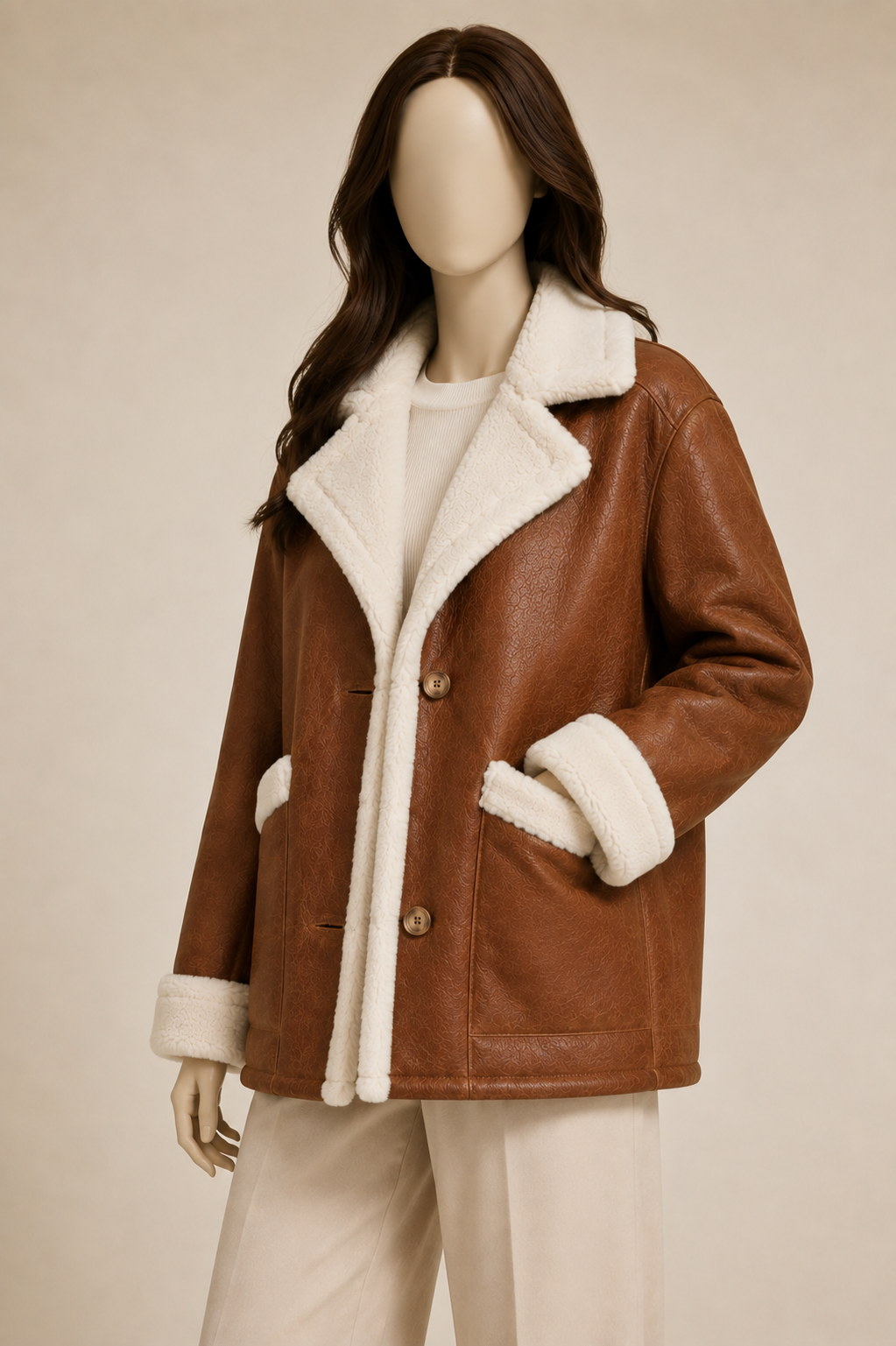 Roberta Shearling Coat - Chestnut Brown - Roberta3