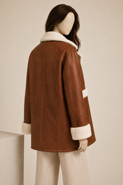 Roberta Shearling Coat - Chestnut Brown - Roberta4