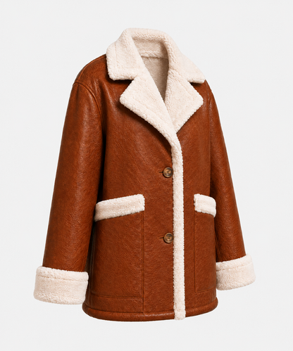 Roberta Shearling Coat - Chestnut Brown - Roberta5