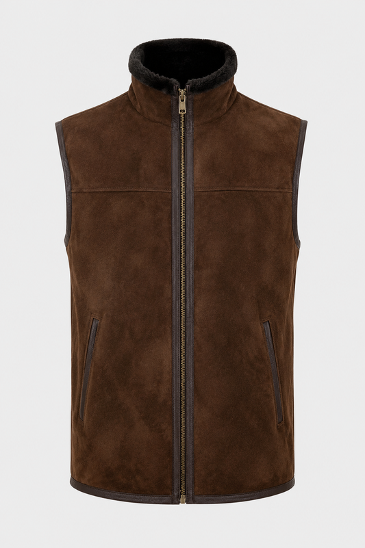 Russell Shearling Gilet - Chocolate Brown