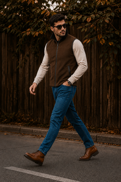 Russell Shearling Gilet - Chocolate Brown