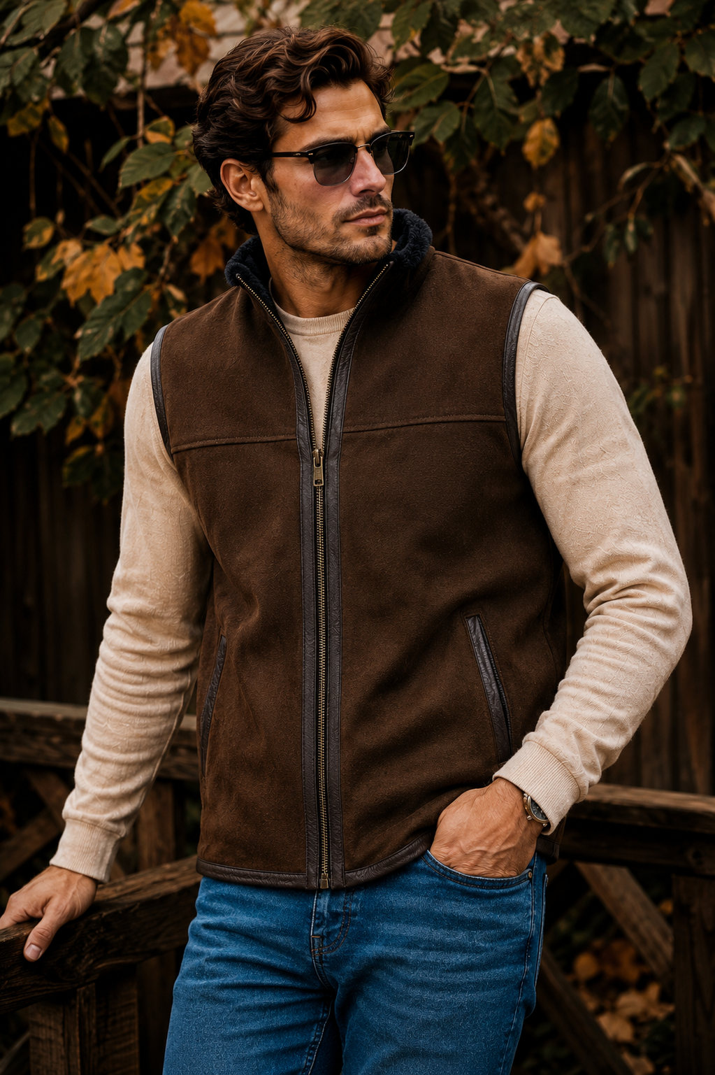 Russell Shearling Gilet - Chocolate Brown