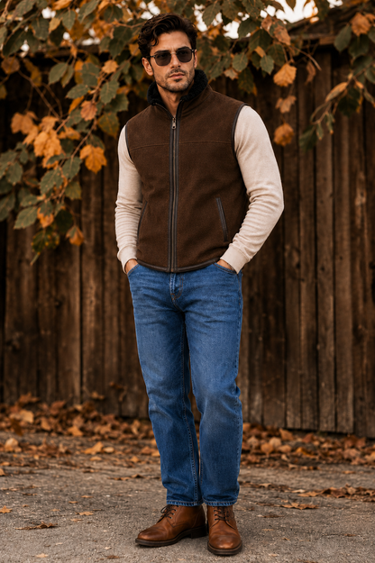 Russell Shearling Gilet - Chocolate Brown