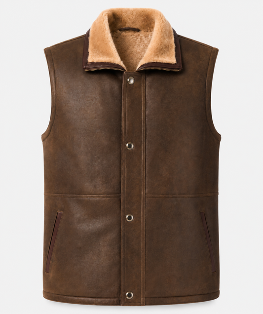 Sawyer Shearling Gilet - Tan Brown