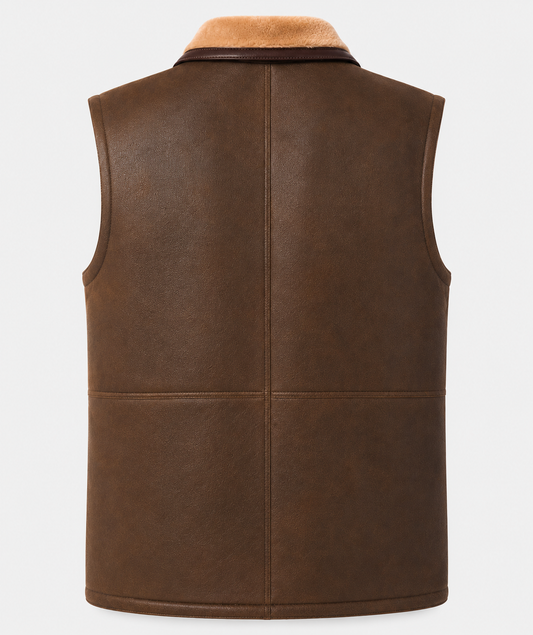 Sawyer Shearling Gilet - Tan Brown
