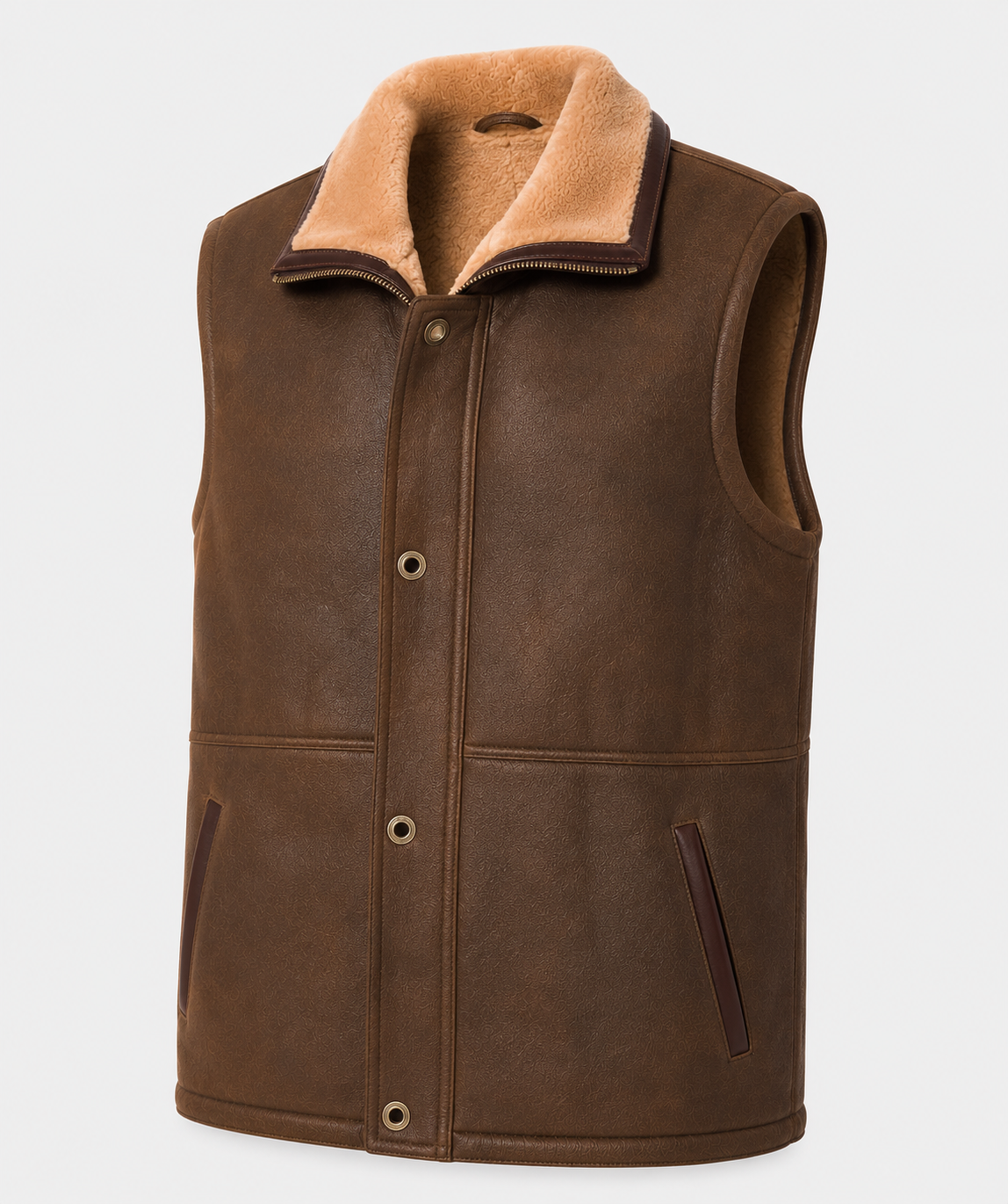 Sawyer Shearling Gilet - Tan Brown