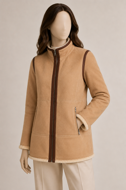 Sierra Shearling Coat - Camel Tan - Sierra4
