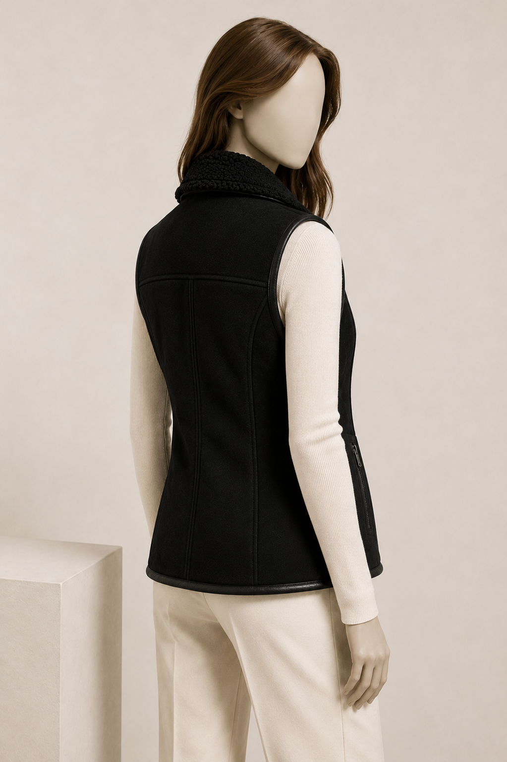 Tofanna Shearling Gilet - Deep Matte Black - Tofanna3