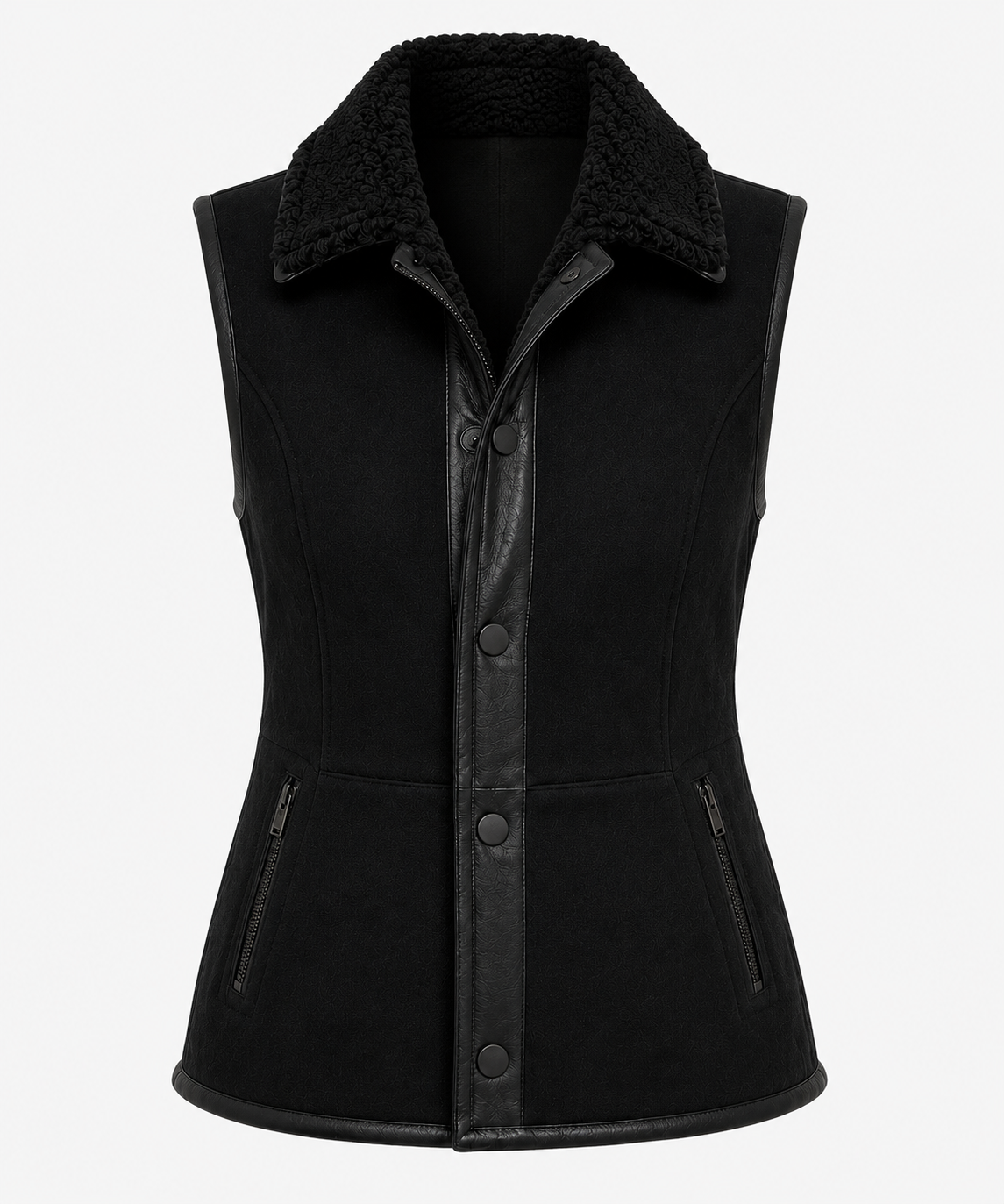 Tofanna Shearling Gilet - Deep Matte Black - Tofanna4