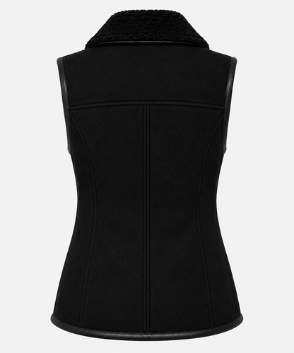 Tofanna Shearling Gilet - Deep Matte Black - Tofanna5