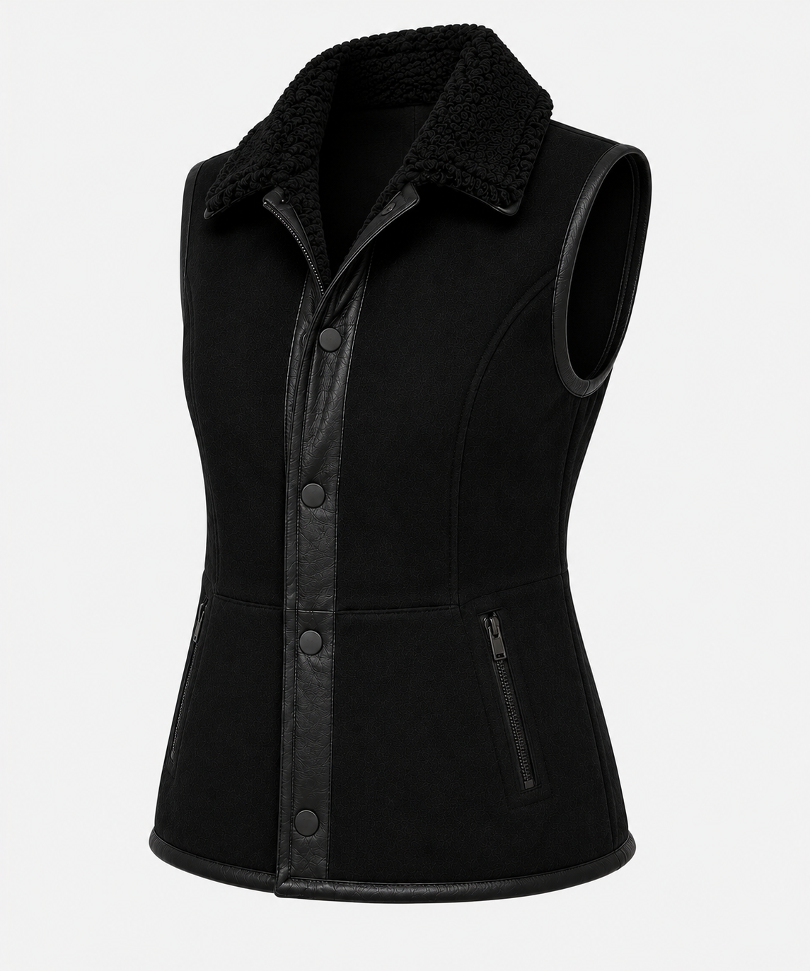 Tofanna Shearling Gilet - Deep Matte Black - Tofanna6