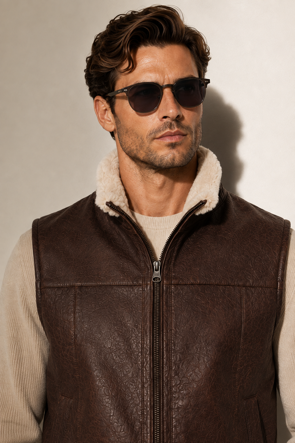 Victor Shearling Gilet - Dark Burgundy