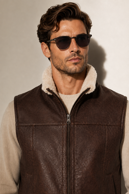 Victor Shearling Gilet - Dark Burgundy