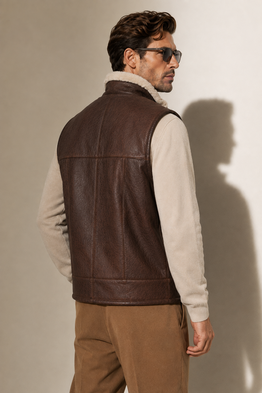 Victor Shearling Gilet - Dark Burgundy