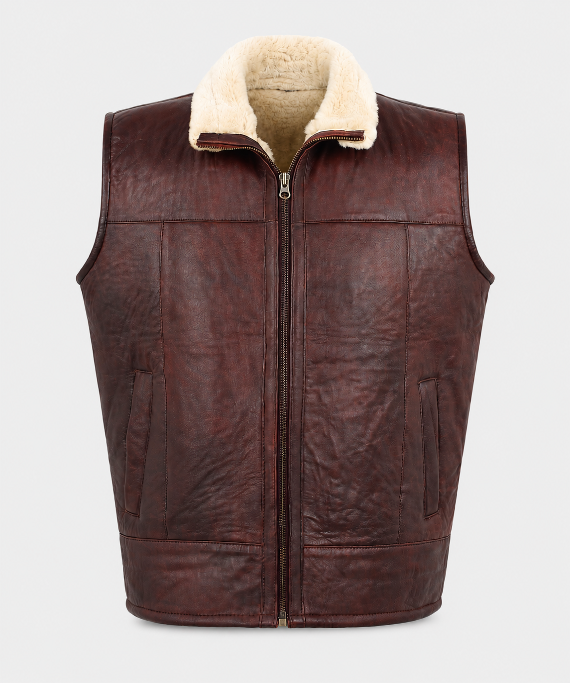 Victor Shearling Gilet - Dark Burgundy