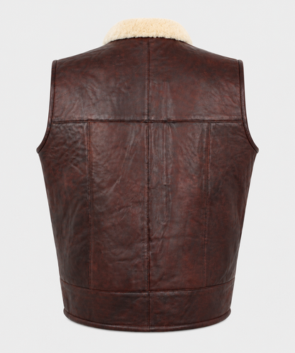 Victor Shearling Gilet - Dark Burgundy