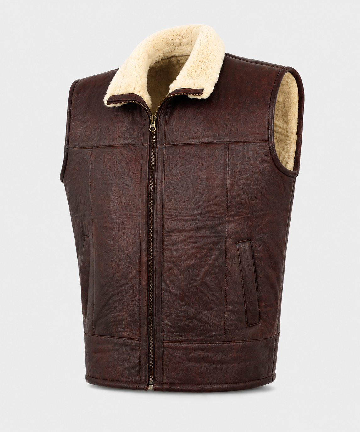 Victor Shearling Gilet - Dark Burgundy