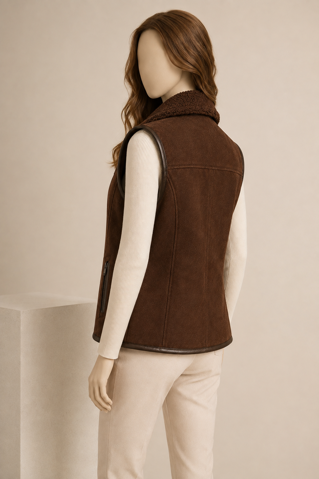 Vienna Shearling Gilet - Dark Chocolate Brown - Vienna2