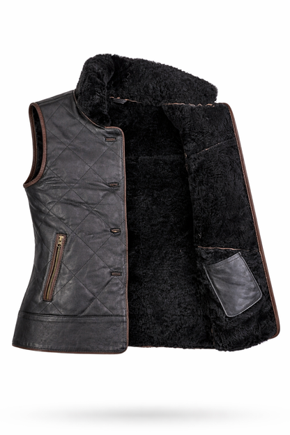 Blake Shearling Gilet - Black