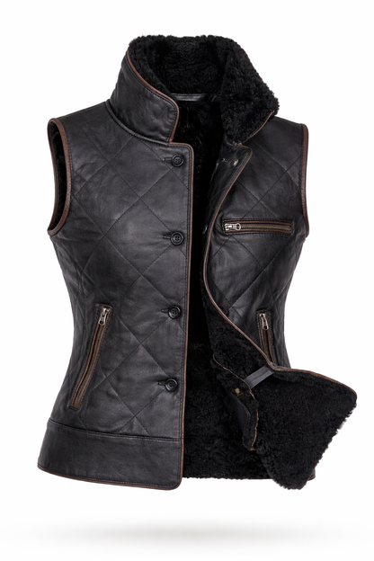 Blake Shearling Gilet - Black