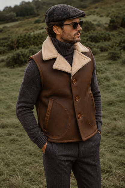 Wyatt Shearling Gilet - New Brown