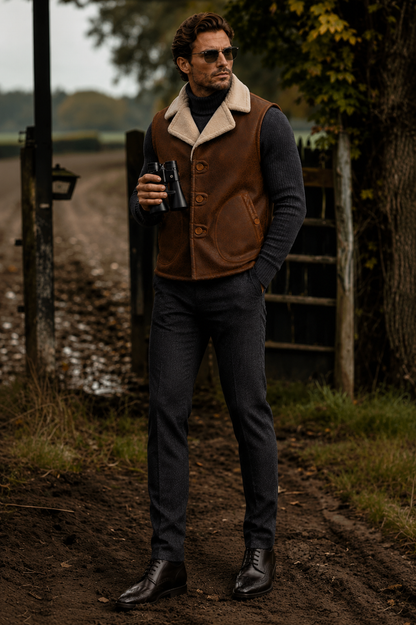 Wyatt Shearling Gilet - New Brown
