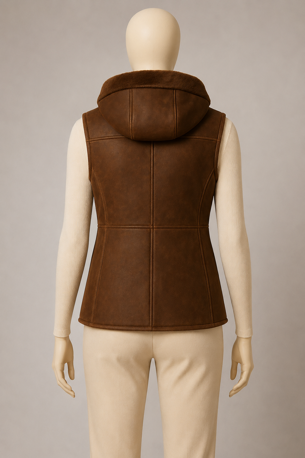 Zoey Shearling Gilet - Chestnut Brown - Zoey2