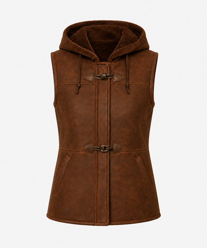 Zoey Shearling Gilet - Chestnut Brown - Zoey4