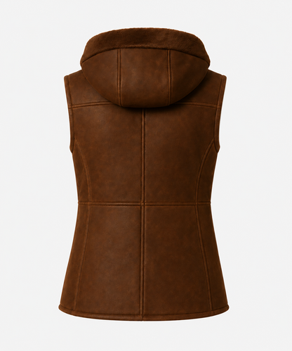 Zoey Shearling Gilet - Chestnut Brown - Zoey5