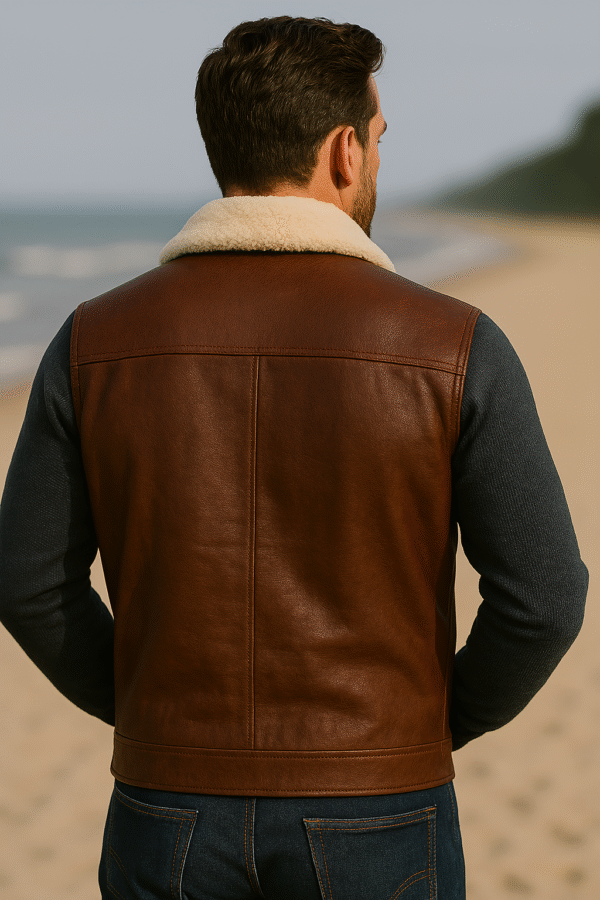 Mens Sheepskin Aviator Gilet / Bodywarmer - Image 2